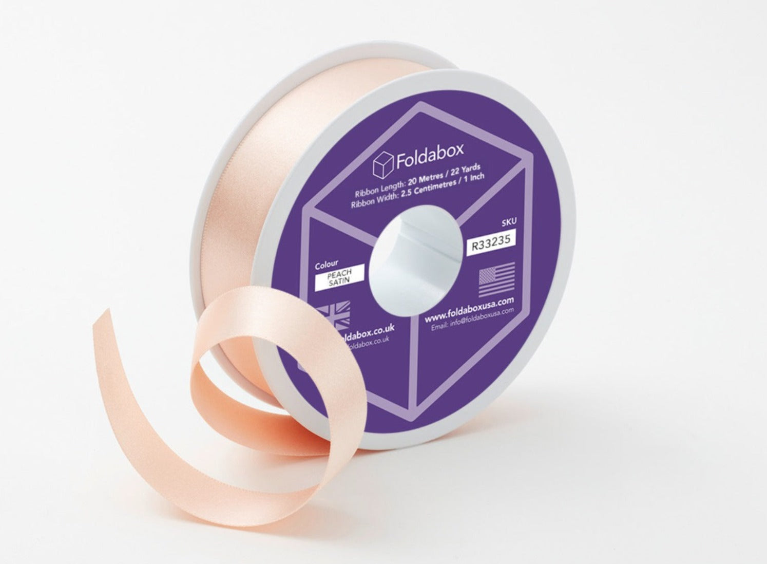 Double Faced Satin Ribbon, 1/8-inch, 100-yard, Peach 