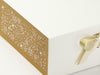 Gold Snowflakes FAB Sides® Featured on Ivory XL Deep Gift Box with Gold Sparkle Double Ribbon Close Up