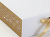 Sample Gold Snowflakes FAB Sides® Featured on White Gift Box Close Up