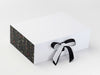 Xmas Mistletoe FAB Sides® Featured on White A4 Deep Gift Box with Black Sparkle Double Ribbon