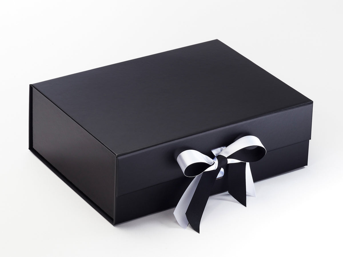 Black A4 Deep Gift Boxes with changeable ribbon