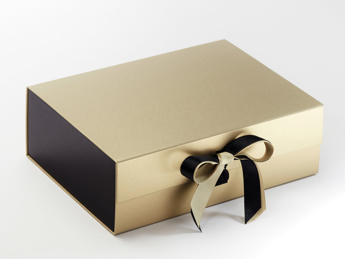 Gold A4 Deep Gift Boxes with changeable ribbon