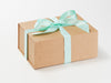 Natural Kraft A5 Deep Gift Box with Aqua Satin Ribbon