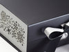 Silver Snowflake FAB Sides® Featured on Black  Gift Box with Silver Metallic Sparkle Double Ribbon