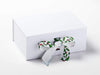 Holly Berry Festive Holiday Ribbon Featured On White Gift Box