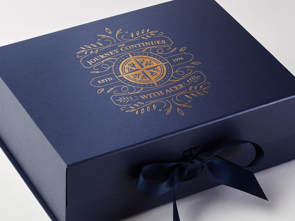 Sample Navy Blue Medium Gift Box with changeable ribbon
