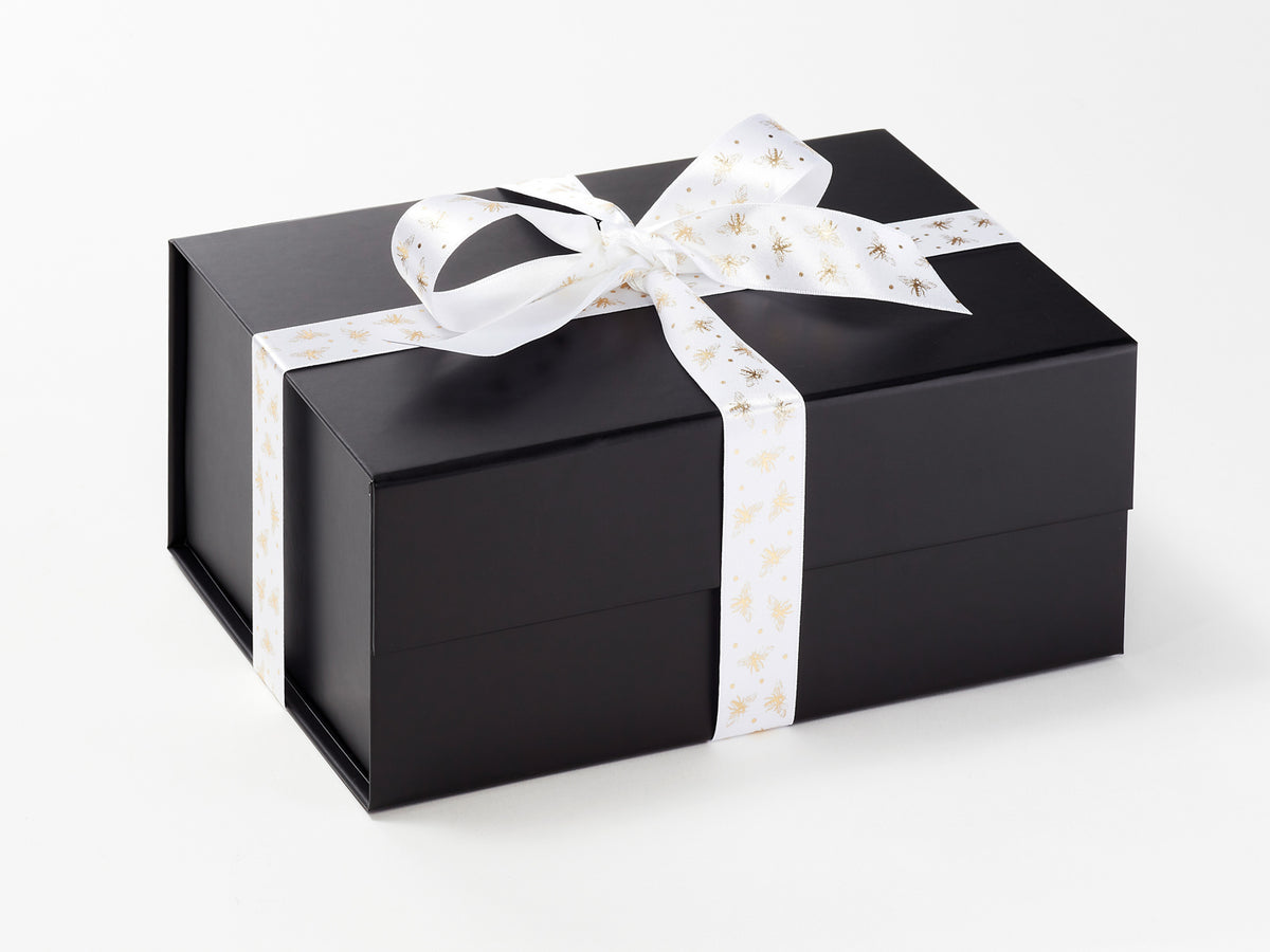 Personalised Silver Gift Box With Black Ribbon Bow 