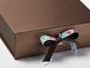 Festive Robin Ribbon Featured as a Double Bow onBronze Gift Box